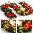thumbnail image 5 of Hengu 9ft Christmas Garland with Lights, Flowers, Balls, Bowknots for Stairs, Fireplace, Door DIY Decor, Red, 5 of 9
