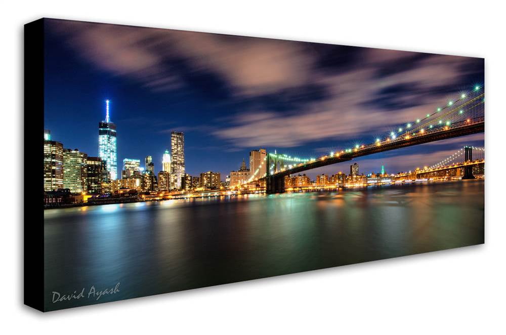 Trademark Fine Art "Brooklyn Bridge and Downtown" Canvas Art by David Ayash
