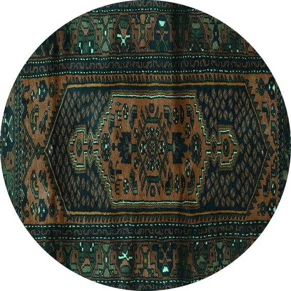 Ahgly Company Indoor Round Persian Turquoise Blue Traditional Area Rugs, 4' Round