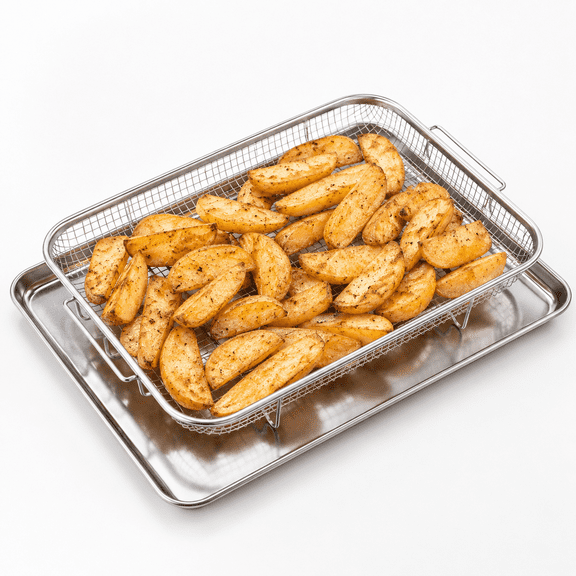 Air Fryer Basket for Oven, Stainless Steel Nonstick Crisper Tray Perfect for Baking Chicken Wings, Crisper Tray and Pan for Oven