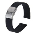 thumbnail image 1 of MasteelfCA 20mm Waterproof Lattice Pattern Silicone Watch Band Strap with Stainless Steel Deployment Clasp Buckle (Black), 1 of 8