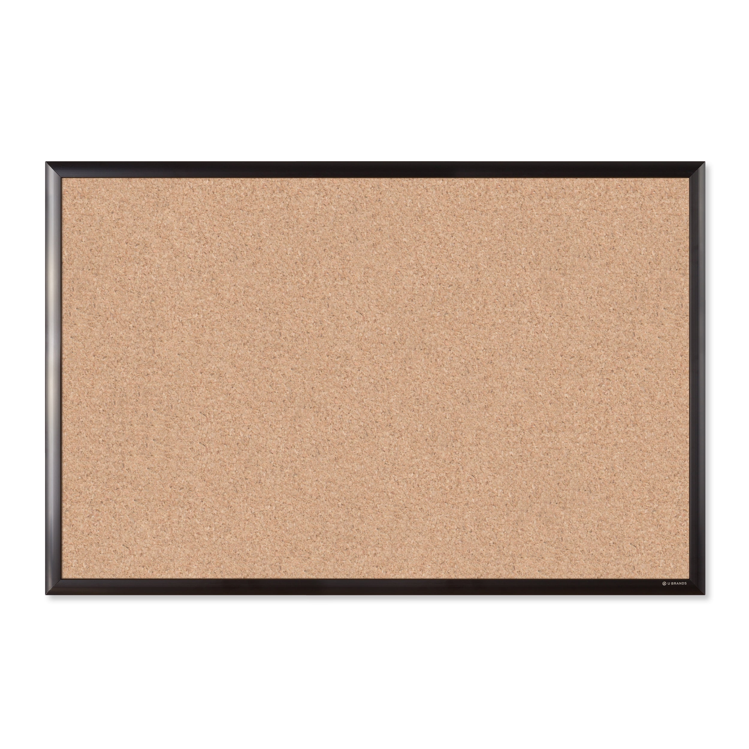 U Brands Cork Bulletin Board, 35" x 23", Black Aluminum Frame, 2880U