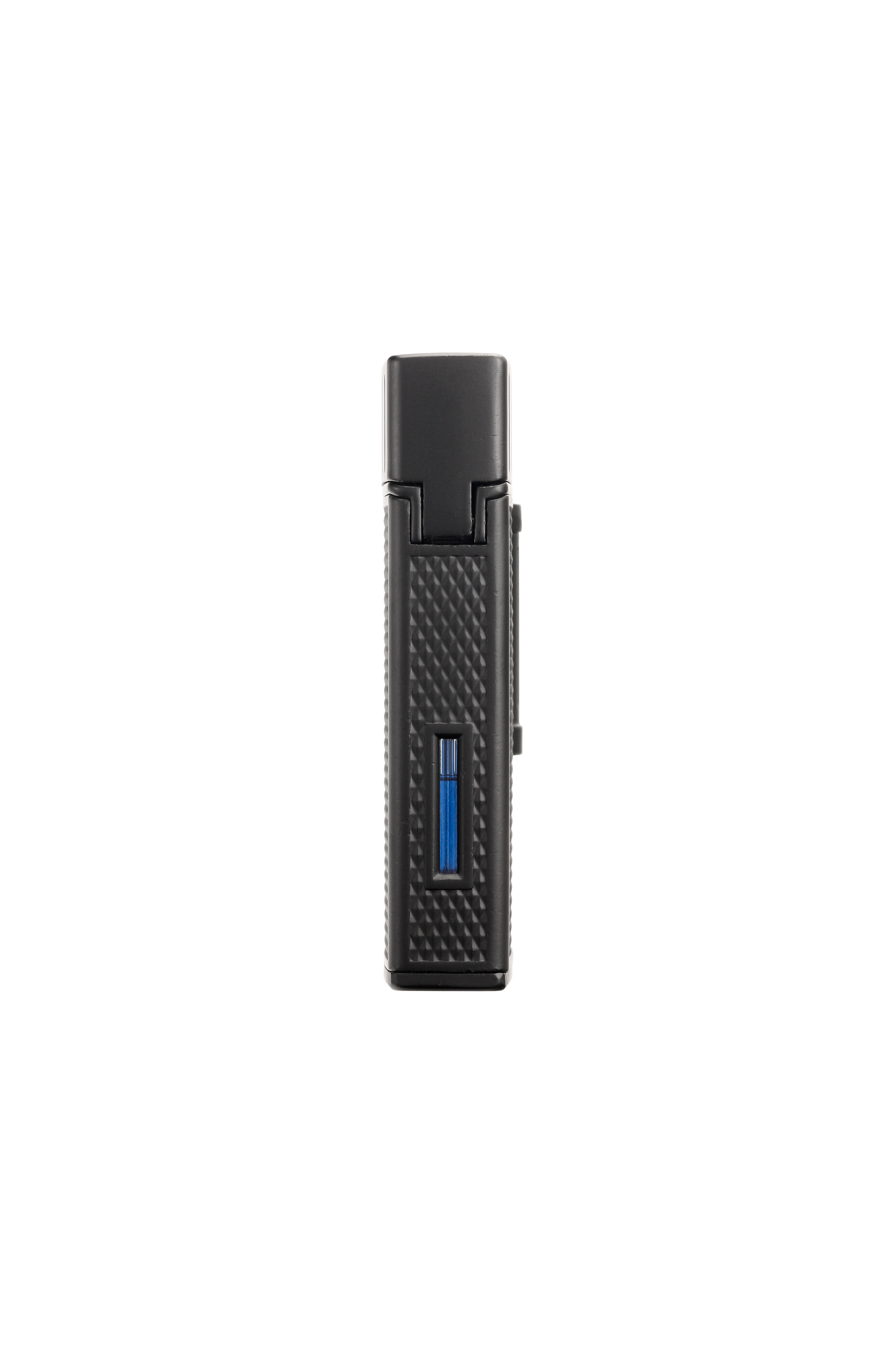 Colibri Julius Double Flame Butane Flint Cigar Lighter with Diamond-Pattern Case, Windproof & Refillable, Cigar Enthusiast's Choice with Blue Fuel Window and Adjustable Flame (Black, Black)