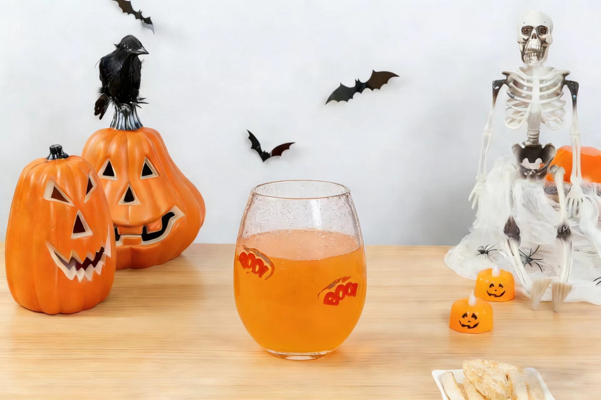 Way to Celebrate Halloween Boo Charm Bubble Stemless Wine Glass