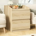 thumbnail image 3 of Nightstand with 2 Drawers, White End Table, Modern Bedside Table with Curved Handle Design for Living Room, 3 of 6