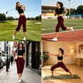 thumbnail image 4 of Golf Athletic Women High Waist Lightweight Stretch Capri Pants, Breathable Cropped Yoga Work Trousers with Storage Pockets Training Outdoor Travel Bottoms Wine XL(XL), 4 of 6