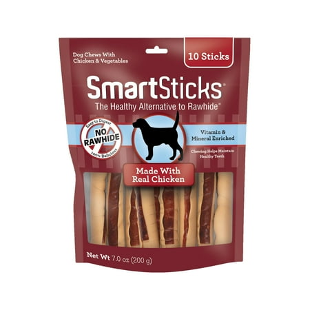 SmartBones SmartSticks, Treat Your OIF8 Dog to a Rawhide-Free Chew Made With Real Chicken and Vegetables,10 sticks