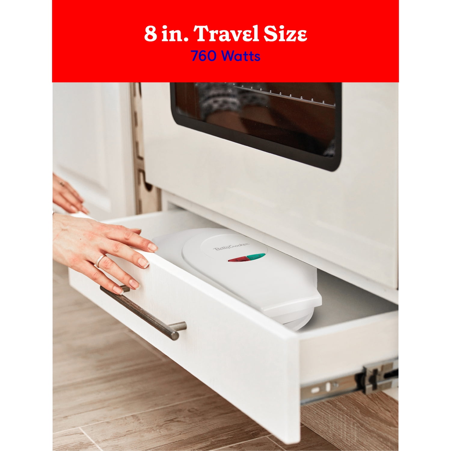 Betty Crocker 8-In. Indoor Electric Travel Nonstick Pizza Maker Plus with Insulated Travel Bag (White)