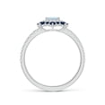thumbnail image 2 of ANGARA Natural Square Aquamarine Two Tone Ring with Ornate Double Halo in 14K White Gold for Women (Size-4mm) | March Birthstone, Anniversary, Jewelry Gift for Women | Natural Aquamarine Ring, 2 of 10