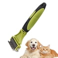 thumbnail image 2 of FEOLGEHLY Dual-Sided Brush, Multi Functional Pet Brush for Dogs and Cats, 23+12 Teeth Undercoat Rake for Dematting and Deshedding, Plastic Detangling Comb with Rounded Teeth (Green), 2 of 9