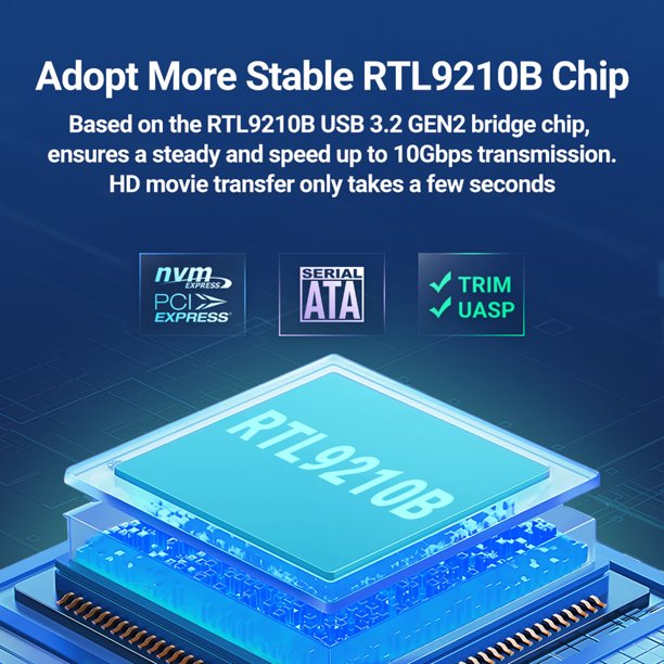 Caja de disco duro móvil de doble bahía aleación de aluminio 10 Gbps para M.2 PCIe 2280/2260/2242 Likrtyny Para estrenar