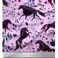thumbnail image 1 of Soimoi Japan Crepe Satin Fabric Leaves,Floral & Unicorn Animal Decor Fabric Printed Yard 42 Inch Wide, 1 of 1