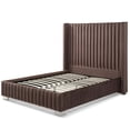 thumbnail image 3 of Jeffrey Queen Size Velvet Upholstered Bed Frame in Dark Brown, 3 of 7