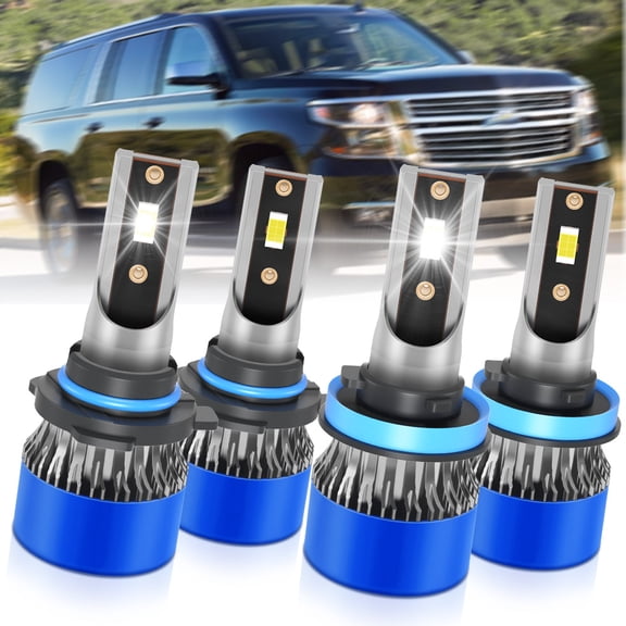 For Chevrolet Suburban 2007-2014 LED Headlight Bulbs, High Beam 9005/HB3, Low Beam H11/H9/H8, White 6000K 4Pcs