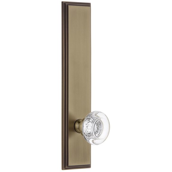 Grandeur Carbor_Tp_Psg_234 Carre Solid Brass Tall Plate Rose Passage Door Knob Set - Brass