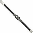 thumbnail image 2 of Stainless Steel Antiqued & Polished Black Leather 8In With .5In Ext Bracelet (8 X 9) Made In China -Jewelry By Sweet Pea, 2 of 6
