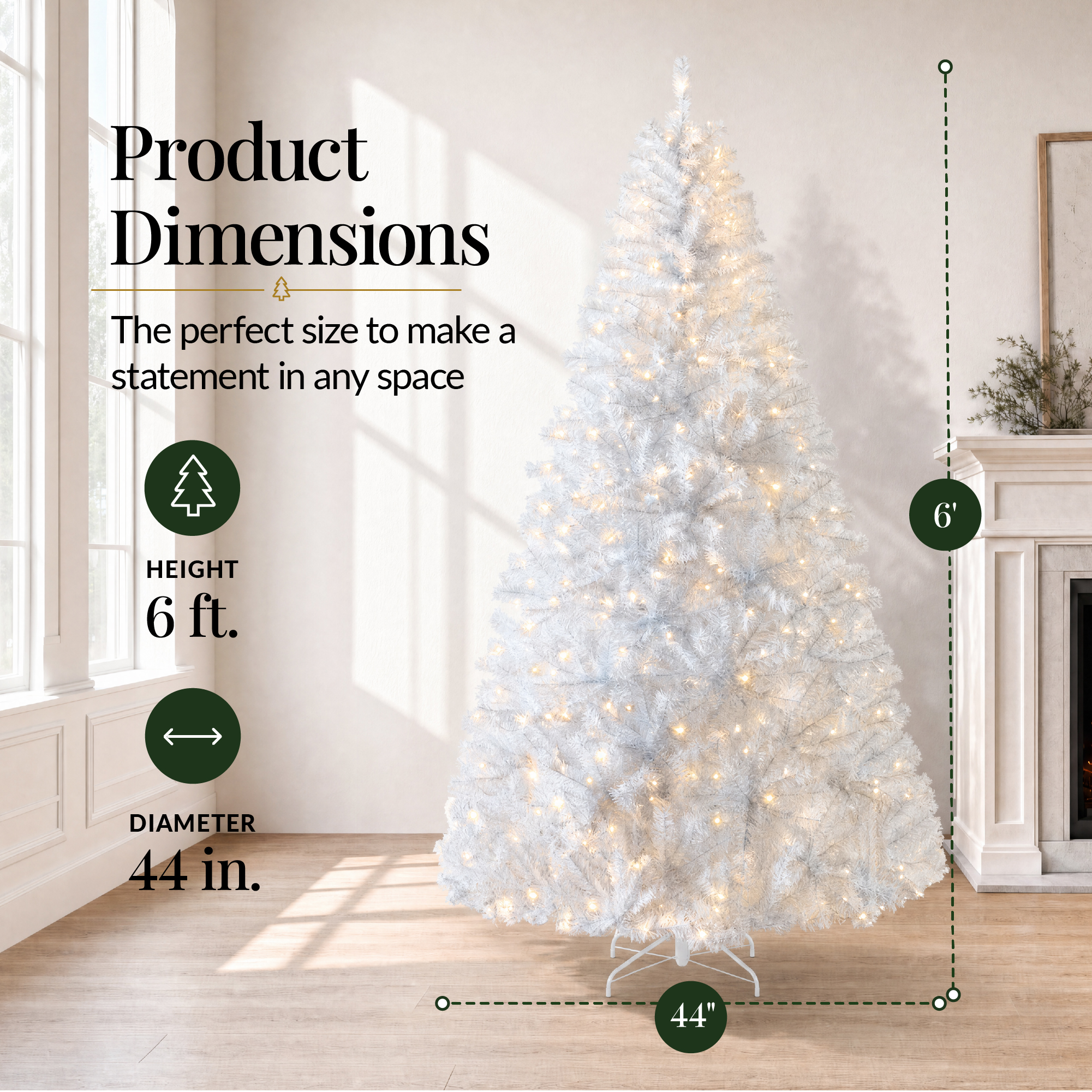 Best Choice Products 6ft White Christmas Tree with 250 Lights photo 2