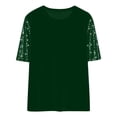 thumbnail image 4 of Womens T Shirts Womens Long Sleeve Tops Fashion Short Sleeve Round Neck T Shirt With Sequin Applique Sparkling Casual Blouse Top for Daily Wear, 4 of 4