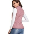 thumbnail image 5 of Fuinloth Women Quilted Vest, Stand Collar Lightweight Zip Padded Gilet Outerwear Coats Pink S, 5 of 5