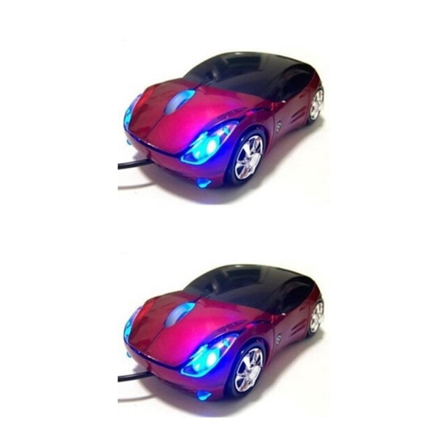 Guardoinrt Universal Fast Speed Car Shaped Wired Optical Mouse Portable 3 Keys Gaming Computer Mice Desktop PC Accessories Show as Picture 2Set