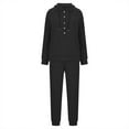 thumbnail image 7 of Itsame Tops and Pants Activewear Set Womens Sweatsuits 2pcs Sets Long Sleeved Solid Color Round Neck Casual Set Black Size L, 7 of 7