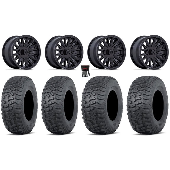 MSA Creed 14" Wheels Black 28" Terra Hook Tires Honda Pioneer