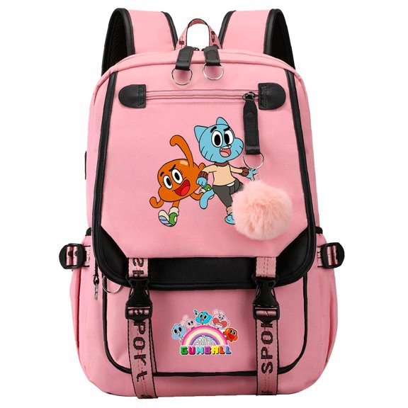 Weekyun Gumball Adventure backpack - Cute Design, Double Side Pockets, Fits 15" Laptop, Perfect for young little one!