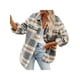 thumbnail image 4 of Chaqueta de cuadros con botones para mujer, informal, de manga larga, con cuello de solapa, blusa de gran tamaño, color blanco y gris, talla L, 4 of 8