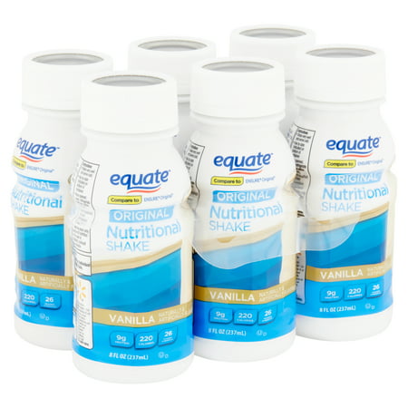 Equate Original Nutritional Shakes, Vanilla, 8 fl oz, 6