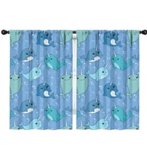 Funny Window Curtains for Kids Room - 42Wx63H Inch 2 Panels, Rod Pocket Colorful Cartoon Whale Patterns for Boys Bedroom Decor Preschool Classroom Curtains Playroom Living Room Window Drapes