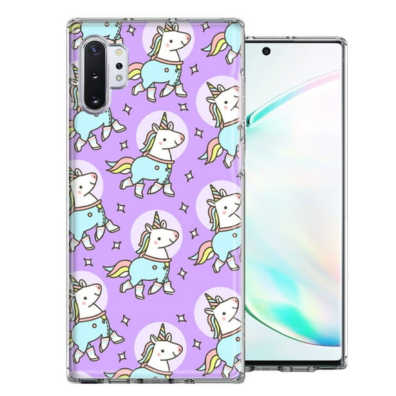 MUNDAZE For Samsung Galaxy Note 10 Plus Cute Unicorns Purple Design Double Layer Phone Case Cover
