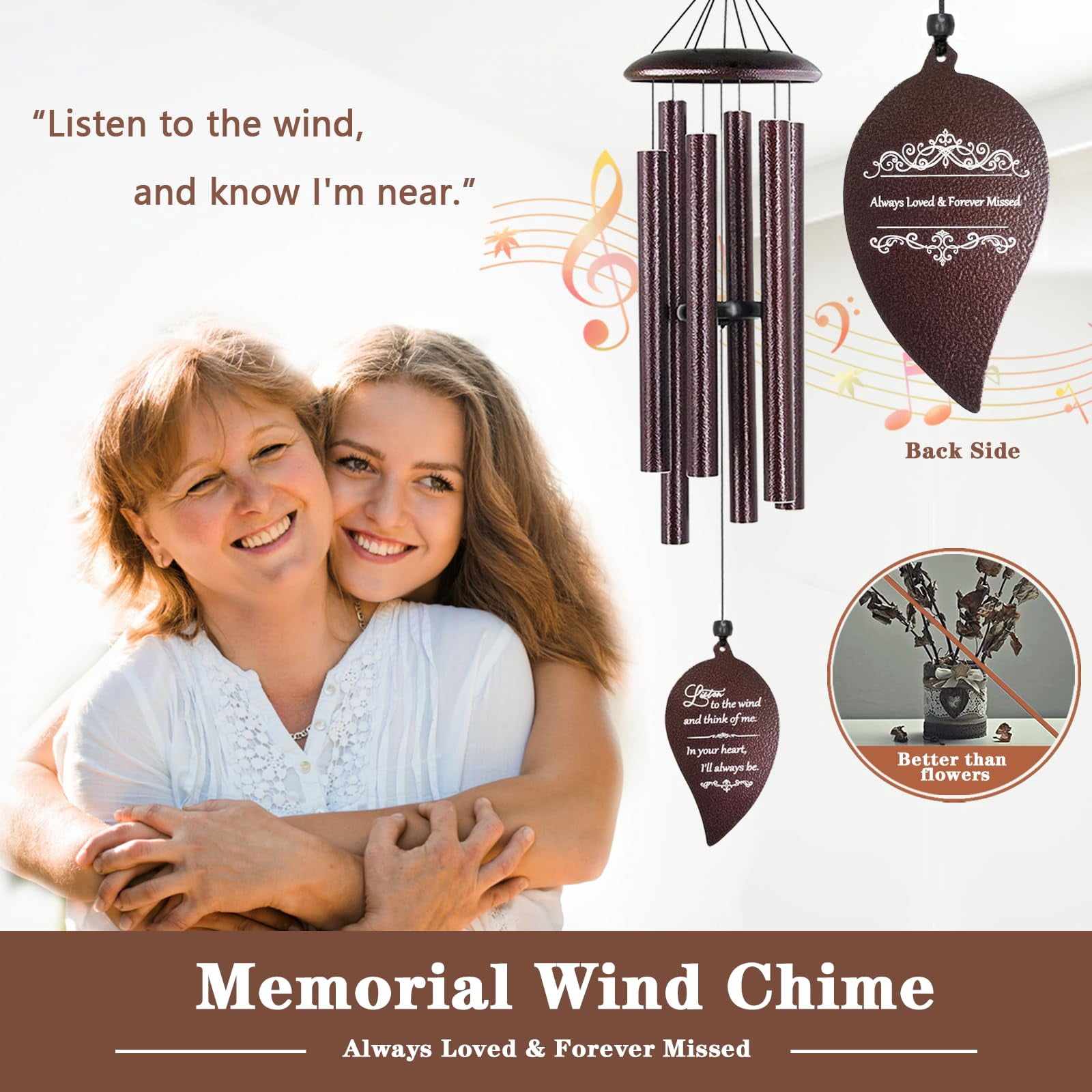 Sympathy Gift  32'' Memorial Wind Chimes For Loss Of Loved One Mother Father Miscarriage Bereavement/condolence/funeral Gifts Windchimes In Memory A (bronze)
