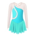 thumbnail image 4 of YONGHS Kids Girls Ice Figure Skating Dress Mesh Long Sleeves Tutu Skirted Leotard, 4 of 7