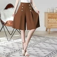 thumbnail image 6 of Women Cropped Culottes Loose Five Points Culottes for Travel Shopping Street Caramel 2XL, 6 of 8