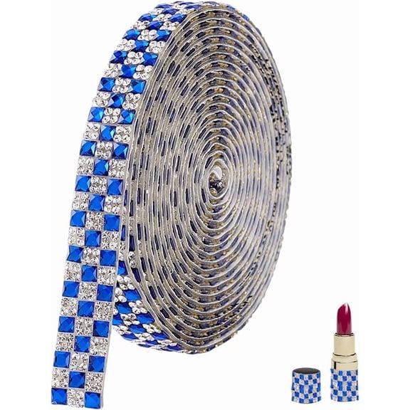 3 Yards Bling Rhinestone Ribbon 0.47 Inch Wide Glitter Glass Rhinestone Ribbons Capri Blue Self Adhesive Trim Diamond Sticker Ribbon for DIY DIY Car Wedding Party Decorations