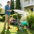 thumbnail image 4 of Gymax Garden Hose Reel Cart 230 FT of 5/8'' Large Capacity w/ 2 Wheels Storage Basket Silver, 4 of 10