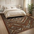 thumbnail image 3 of ODIKA 8'x10' Washable Area Rug Non-Shedding, Easy Care, Symmetry Abstract Inspired Patches Border Spotted Southwestern Refined for King Size Bedroom Under Bed, Master Suite, 3 of 7