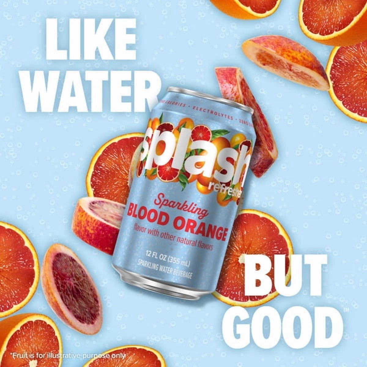 SPLASH Refresher Sparkling Water – Blood Orange Flavor, 24-Pack 12oz Can