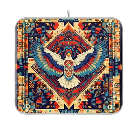 

Yayeee Dish Drying Mat for Kitchen Counter 16 x18 Microfiber Absorbent Pad Beige Geometric Eagle