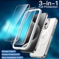thumbnail image 3 of XUCP-3 in 1 Magnetic Case for iPhone 15 Pro 6.1-Inch with 2 Pack Tempered Glass Screen Protectors, Compatible with MagSafe, Shockproof Bumper Phone Cover (Clear), 3 of 4