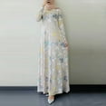 thumbnail image 4 of Njoeus Women's Long Sleeve Loose Plain Maxi Dresses Casual Elegant Floral Print Long Dress, 4 of 9