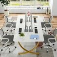 thumbnail image 4 of Tribesigns Conference Table, 63" Large Office Desk, Rectangular Meeting Room Table, Modern Executive Desk Business Furniture for Home Office, Conference Room, 4 of 8