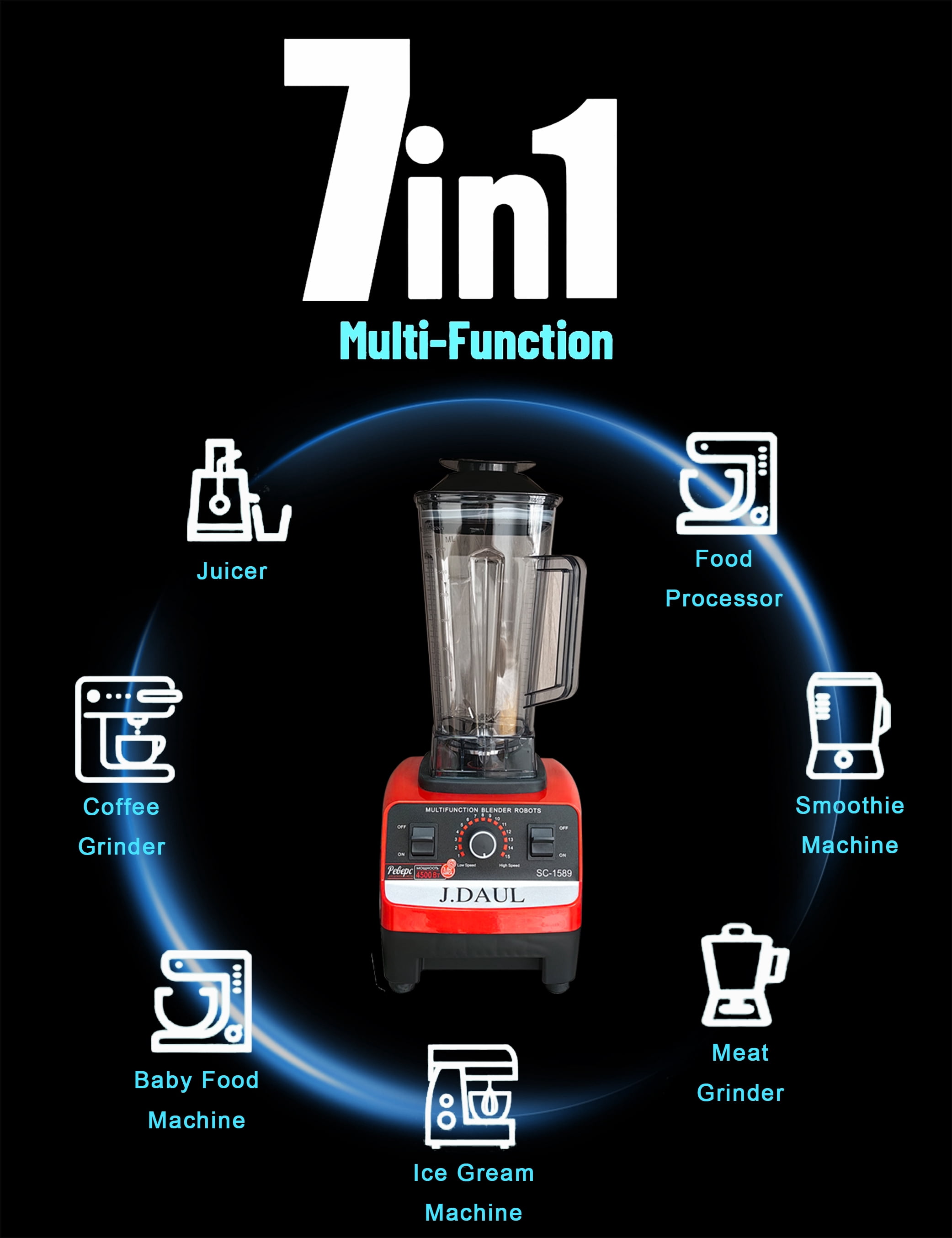 Professional high speed Blender, Personal Blender for Shakes and Smoothies,Powerful 4500-Watt Blender for Juice, Stainless Steel Blades, Easy Self-Cleaning, red