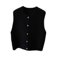 thumbnail image 2 of Chaleco de punto, ropa, diseño vintage, botonadura sencilla, cárdigan cómodo. Negro, 2 of 9