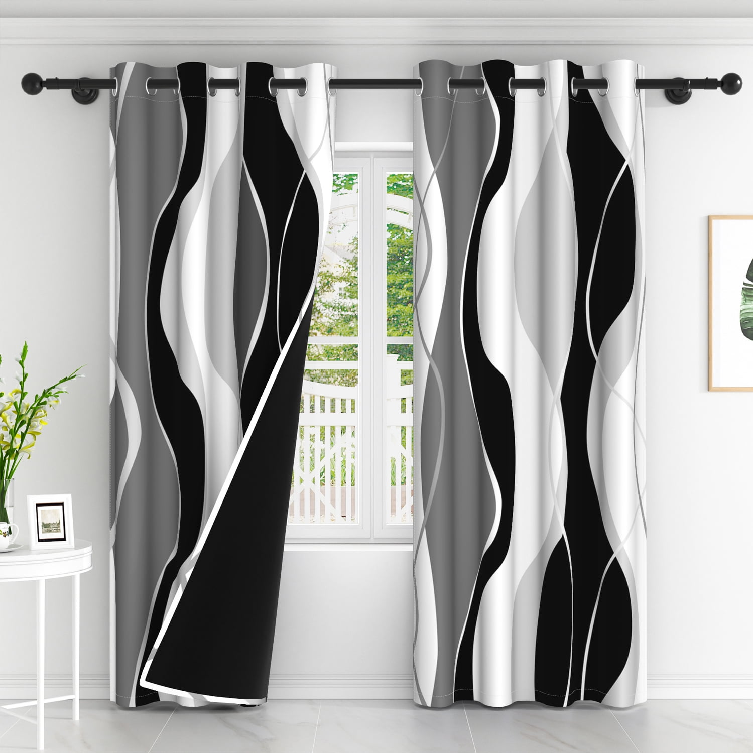 Lfeey Room Darkening Curtains, Blackout Curtains 84 inch Long 2 Panels Set, Black out for Dining Room Windows