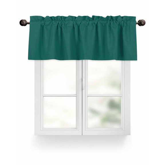 Aventurine Valances for Windows Emerald Green Solid Color Valance Rod Pocket Light Filtering Short Window Treatments Curtains for Kitchen Bathroom Living Room Bedroom, 1 Panel, 54 x 18 Inch