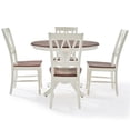 thumbnail image 3 of Bowery Hill Ensemble de Salle à Manger 5 Pcs en Bois avec Piédestal Rond, Blanc Frotté/merisier Riche, 3 of 9