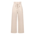 thumbnail image 3 of Pantalones Palazzo de Pierna para Mujer, con Cinturón, Cintura Alta, Informales, Holgados, Largos y con Bolsillos. Albaricoque S, 3 of 8