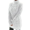 thumbnail image 2 of Women's Sweater Cable Knitted Long Sleeve Turtleneck Knitted Mini Dress Casual Slim Pullover Tops, 2 of 7