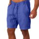 thumbnail image 2 of Pantalones de Lino de los Hombres Pantalones Cortos de Playa Ligeros Color Sólido, Cordón Frontal Plano Recto, 2 of 9
